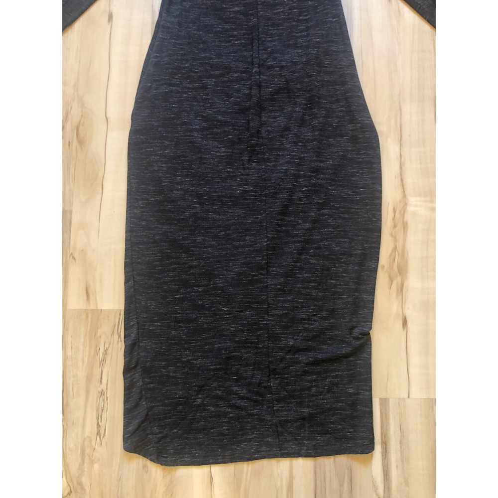 Forest Lily Charcoal Grey Space Dye Long Sleeve Tulip Hem Drape Midi Dress Large - Picture 10 of 13
